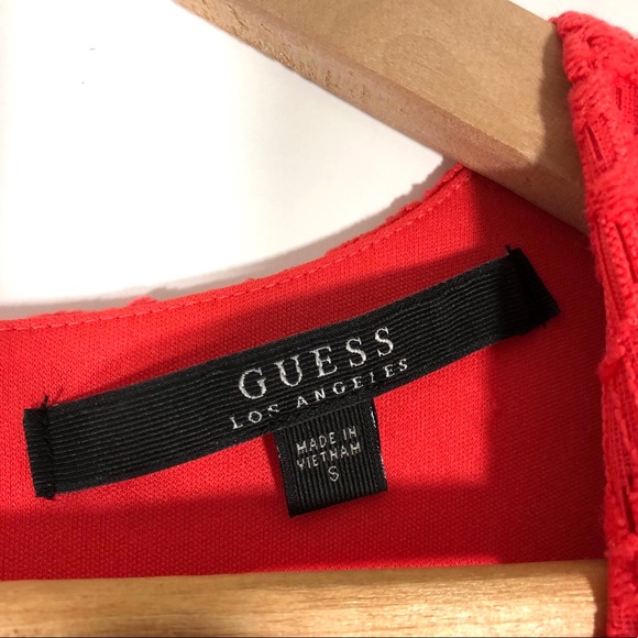 Guess Fitted Coral Lace Dress - Picture 10 of 13